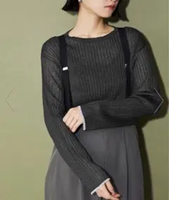 美品　<CITEN> ラメシアーリブニット　グレーのサムネイル