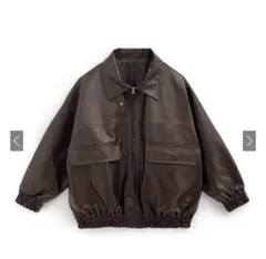 襟2Wayオーバーサイズレザーブルゾン