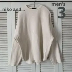 【men's】ニコアンド ヘビーウェイトワッフルビッグプルオーバー アイボリー3のサムネイル