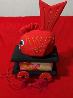 ちりめん細工　鯛車　縁起物　古布　ハンドメイド