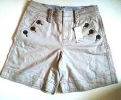 未使用　ショートパンツ　W61　麻混　ベージュ　キュロット