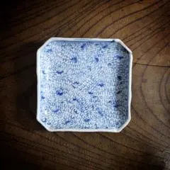 古伊万里　染付　微塵唐草の図　角皿　豆皿　E532AS-fbte 伊万里染付微塵唐草文角豆皿 五枚組 / Imari Small Square Blue