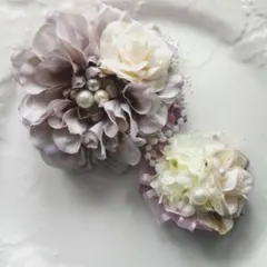 本日限定価格　親子コサージュ　かすみ草入り　ラベンダークリーム　入学式