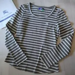 美品　バーバリーブルーレーベルホース刺繍有長袖ストライプシャツ38