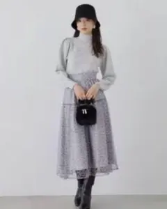 プロポーション ボディドレッシング　チュールレオパードスカート　グレー