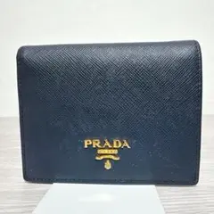 ✨美品✨PRADA プラダ 2つ折り財布 ロゴ サフィアーノレザー バイカラー