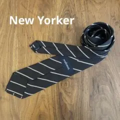 NEWYORKER ストライプ ネクタイ 黒/白