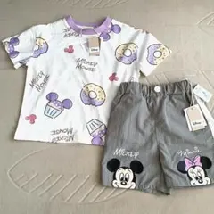 新品　ディズニー　ミッキー ミニー　ドーナッツ　Tシャツ ショートパンツ　80