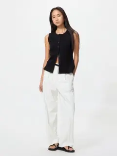 UNIQLO タックワイドパンツ M ホワイト 464886