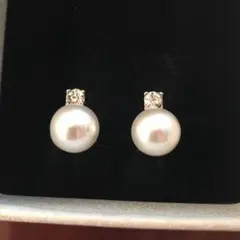 シルバー　パール　イヤリング　ダイヤ　大粒　12mm