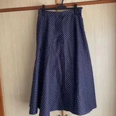 UNIQLO ドット紺色フレアスカート　Lサイズ