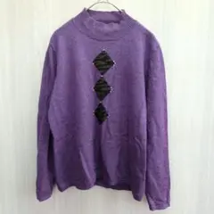 BRIAN TUCKER ニット セーター ハイネック 毛100 パープル ML