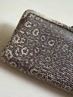 ゲンテン　トカゲ本革　がま口　長財布 グレー系