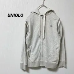 ユニクロ　グレー　フルジップ　スウェット　パーカー　フード　XL