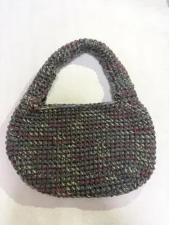 ハンドメイド ミニバッグ チャコールグレー(ミックスカラー)