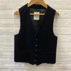 4977 美品 オリヒカガレージ ベスト・ジレ ブラック コーデュロイ
