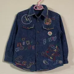 ミキハウス　デニム　シャツ　110サイズ 豪華刺繍　レトロ