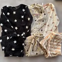 フリース素材 パジャマ 140cm 星柄 動物柄 上下3セット