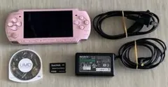 【ジャンク品】PSP-3000 本体 ピンク 充電器・ソフト・メモリーカード付