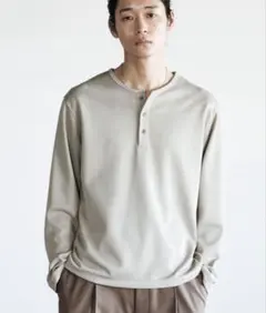 REFINED WAFFLE HENLEY NECK L/S TEE