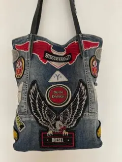 希少⭐️Y2K アーカイブ　DIESEL デニム トートバッグ ワッペン装飾 希少⭐️Y2K アーカイブ DIESEL デニム トートバッグ ワッペン装飾
