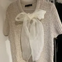 ZARA オーガンザリボンニットトップス
