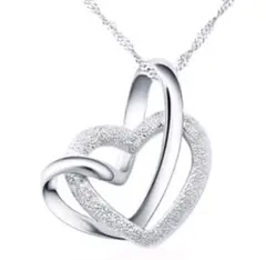 新品　お洒落なダブルハートネックレス シルバー925