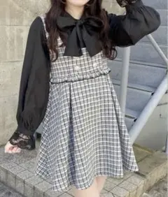 ROJITA ボウタイリボンツイードワンピース