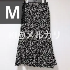 しまむら HK WORKS LONDON 花柄ロングマーメイドスカート M 黒