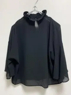 GRL フリル付き黒ブラウスフリーサイズ