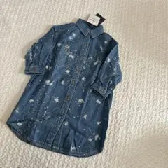 ラッドチャップ　インディゴ染め　デニムシャツワンピース　90cm