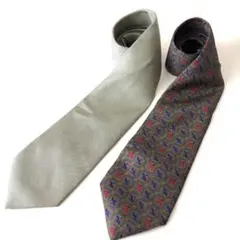 シルクネクタイ2本 まとめ売り 多色柄/グレー