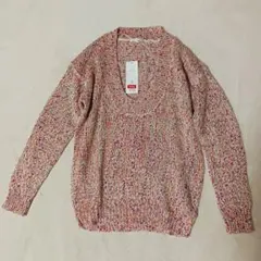 新品GU マルチカラー　ラメカラーミックスセーター　 Uネック ニット S