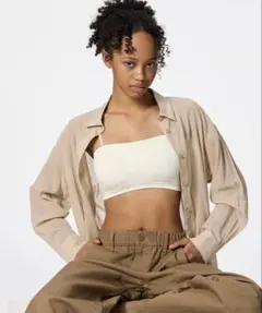 GU ジーユー 2wayバンドゥ ブラ キャミ オフホワイト M