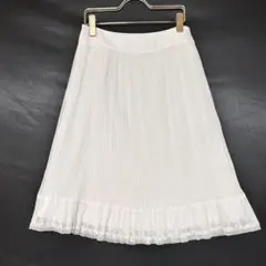KETTY プリーツスカート シフォン レース裾 サイズ2 M相当 ホワイトのサムネイル
