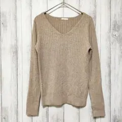 GU ジーユー (S)　ワイドリブ Vネックセーター