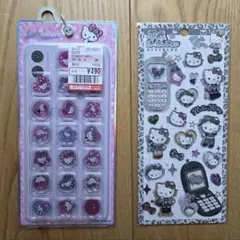 正規品　ハローキティ平成はっぴーフォン /おはじきシール　キティ2種類