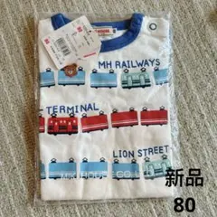 新品 80cm ベビー長袖Tシャツ　ミキハウス★プッチートレイン電車ロンT★