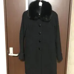 ファー付きブラックウールコート Mサイズ