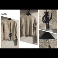 ☆1/12までセール中☆新品、送料無料☆リボン付ニット　ベージュ　M