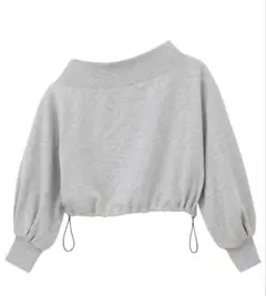 ドロストラメ オフショルダー ワンショルダー グレー トレーナー スウェット M