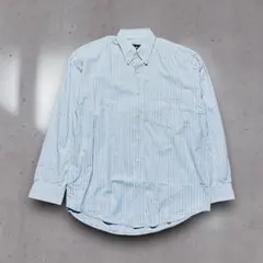 エディーバウアー ストライプ シャツ ブルー コットン 長袖 キレイめ 美品