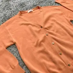 テチチ Vネックカーディガン オレンジ レーヨンニット Fサイズ
