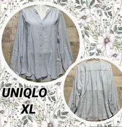 UNIQLOユニクロのレーヨンギャザーブラウス（型番：469437）ブルー　XL