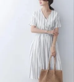 URBAN RESEARCH DOORS ストライプカシュクールワンピース