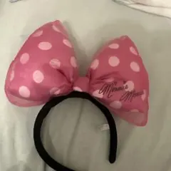 ミニーマウス カチューシャ ピンクの水玉