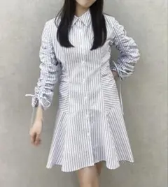 ♡ dazzlin ♡ ギャザースリーブイレヘムシャツワンピース