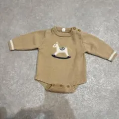 Cottoli 馬刺繍 ベージュロンパース 70cm