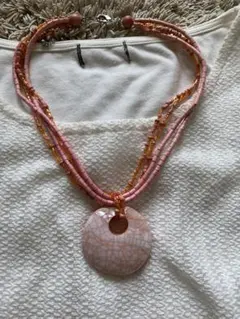ピンク系 多層ビーズネックレス