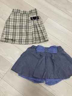 しまむら　キッズ 女の子 ボトムス 2点セット 140 キュロット スカート